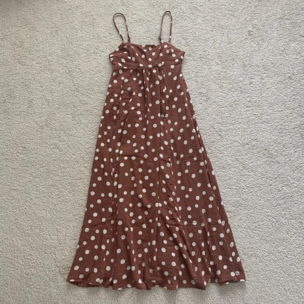 Abercrombie brown & white polka dot maxi dress